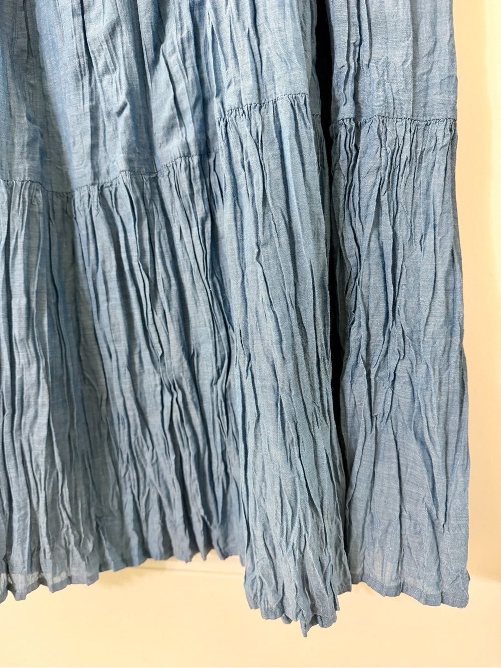 White Stag Tiered Maxi Skirt Women XL Blue Cotton Chambray Boho Coastal Cowgirl - Picture 3 of 9